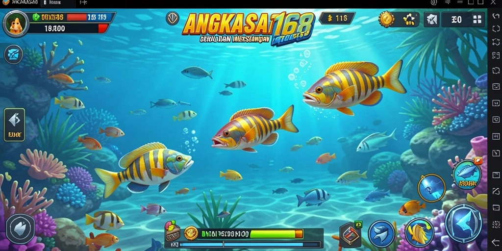 Screenshot gameplay menampilkan aksi menembak ikan di ANGKASA168.