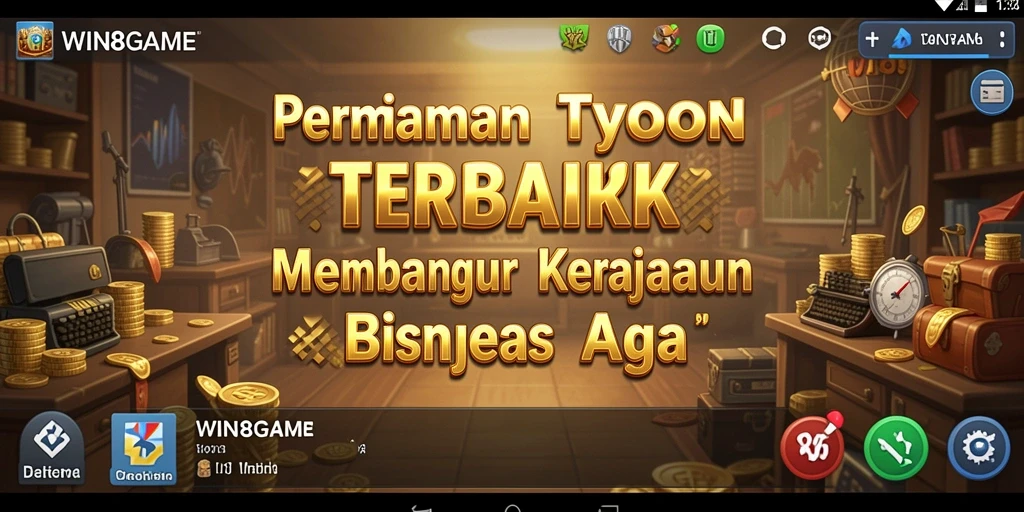 Tampilan gameplay <strong>WIN8GAME</strong> menampilkan strategi bisnis yang menarik dan interaktif.